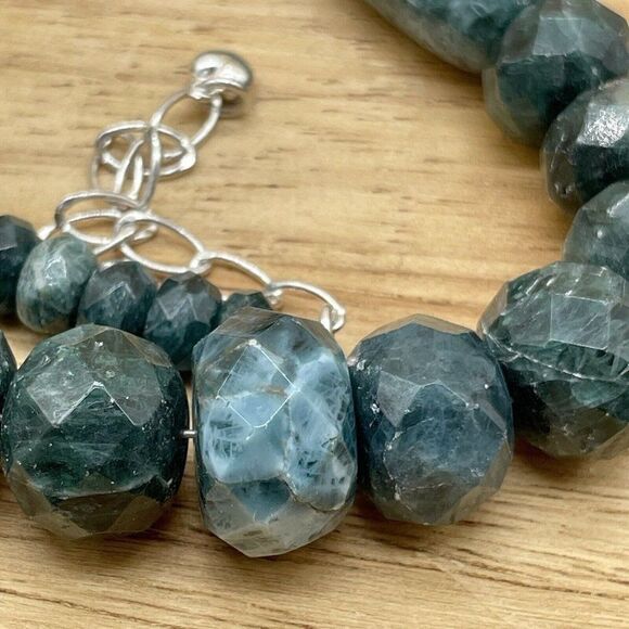 Jay King Teal Green Apatite 18" Sterling Silver Necklace Faceted Graduated Beads - Picture 9 of 11